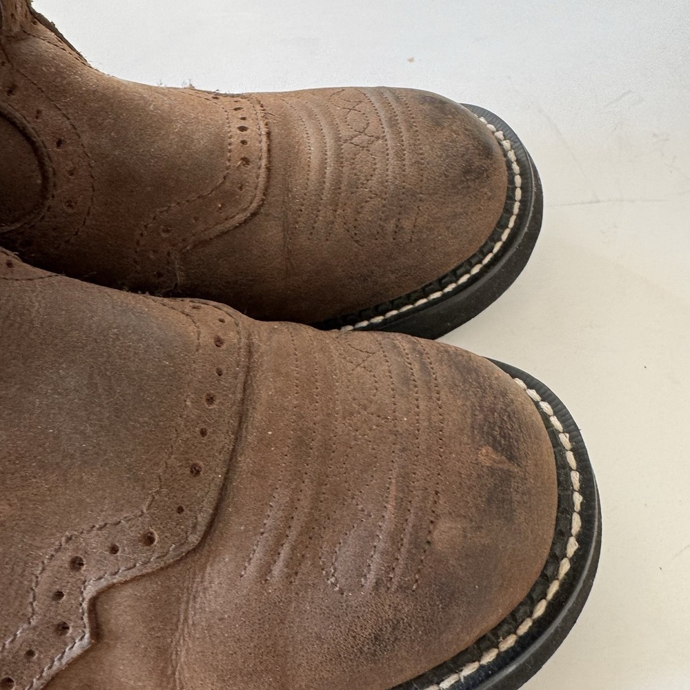 Justin Gypsy Brown Leather Square Toe Boots Cowgirl Western Women's Size 10B - Picture 2 of 15